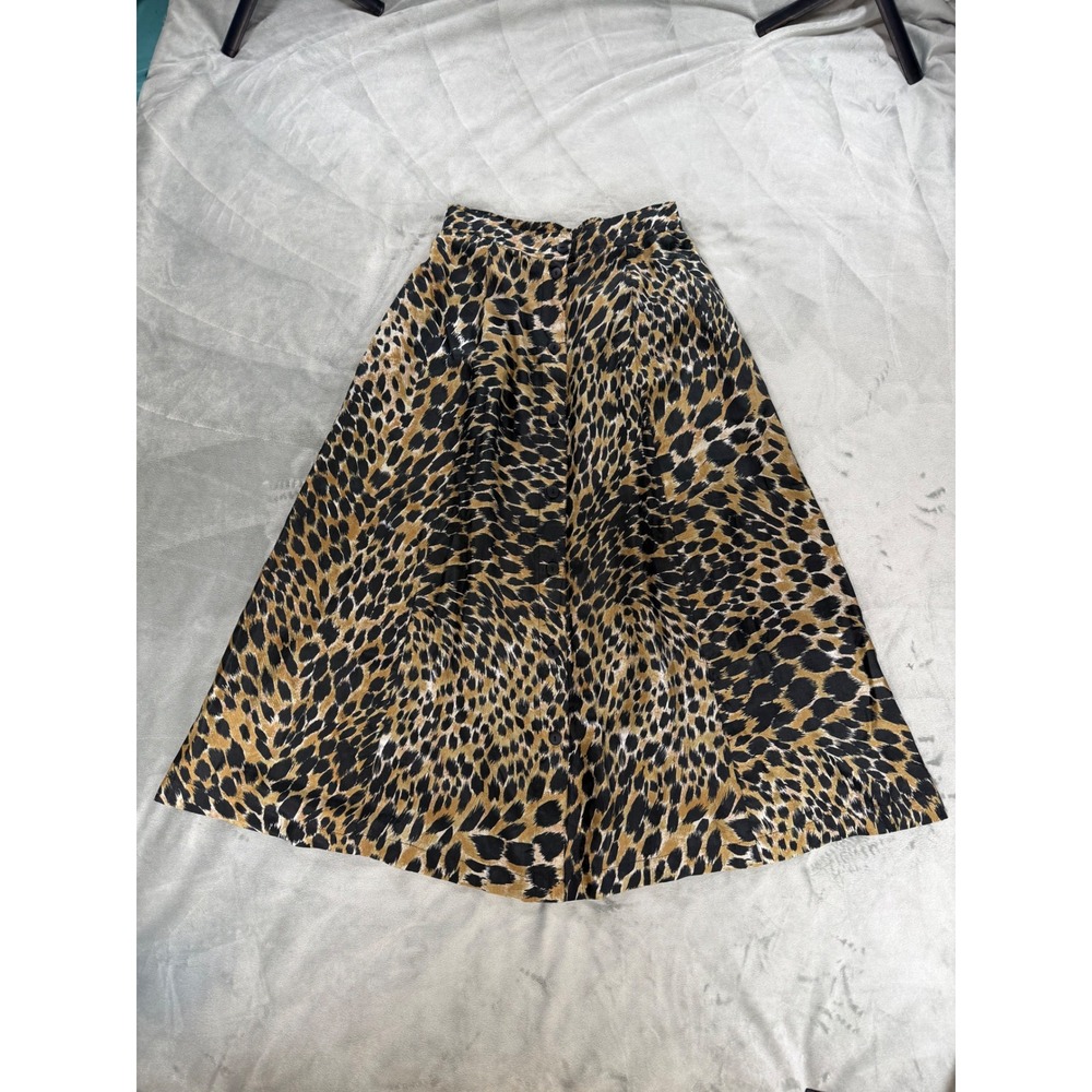 Anna & Frank VTG Y2K 100% Silk Leopard Print A Line Mini Skirt Office Siren Sz S